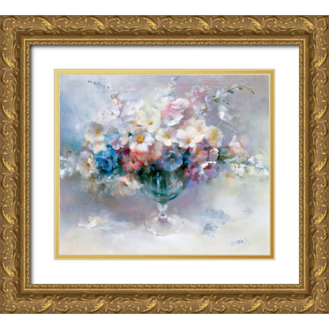 Crystal flowers Gold Ornate Wood Framed Art Print with Double Matting by Haenraets, Willem