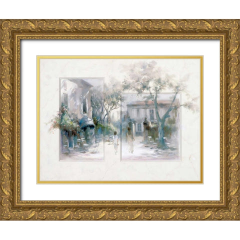 Taking a stroll Gold Ornate Wood Framed Art Print with Double Matting by Haenraets, Willem