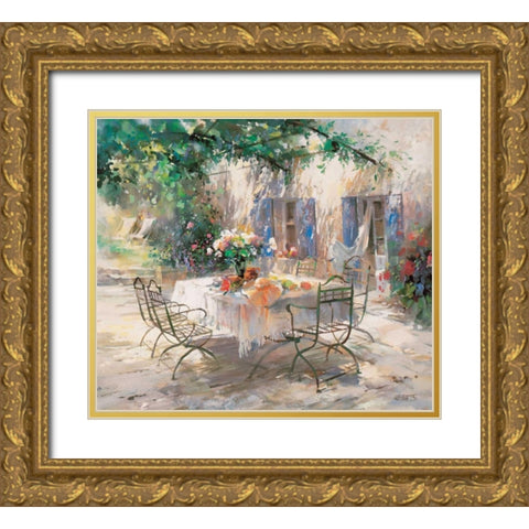 Shadow garden Gold Ornate Wood Framed Art Print with Double Matting by Haenraets, Willem