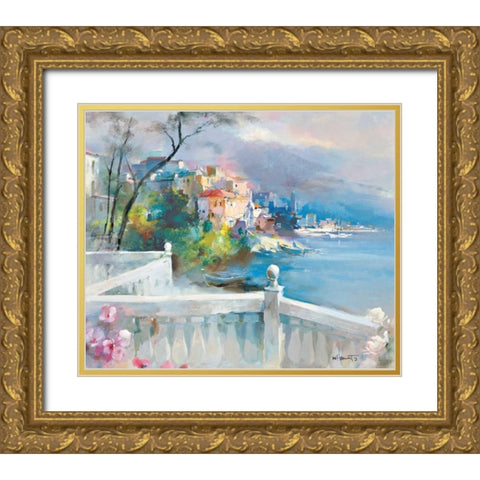 Staring at the distance Gold Ornate Wood Framed Art Print with Double Matting by Haenraets, Willem