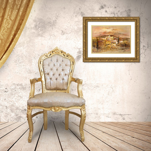 Italian village I Gold Ornate Wood Framed Art Print with Double Matting by Haenraets, Willem