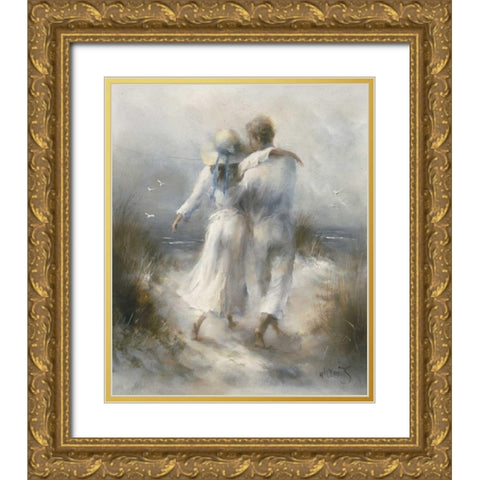 Romantic Gold Ornate Wood Framed Art Print with Double Matting by Haenraets, Willem