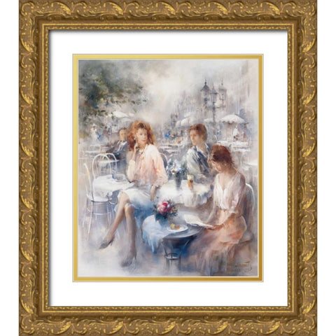 Terrace Gold Ornate Wood Framed Art Print with Double Matting by Haenraets, Willem
