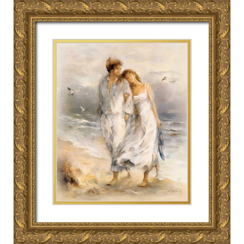 In love Gold Ornate Wood Framed Art Print with Double Matting by Haenraets, Willem