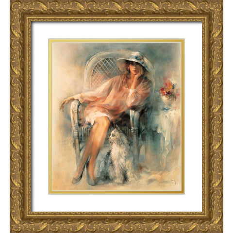 Double beauty Gold Ornate Wood Framed Art Print with Double Matting by Haenraets, Willem