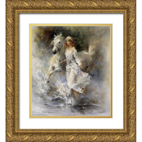Cool breeze Gold Ornate Wood Framed Art Print with Double Matting by Haenraets, Willem