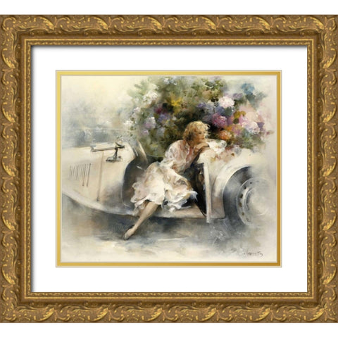 Day dreaming Gold Ornate Wood Framed Art Print with Double Matting by Haenraets, Willem