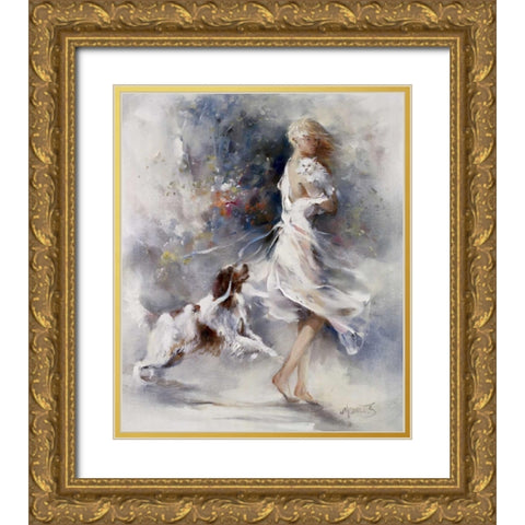 Rivalry Gold Ornate Wood Framed Art Print with Double Matting by Haenraets, Willem