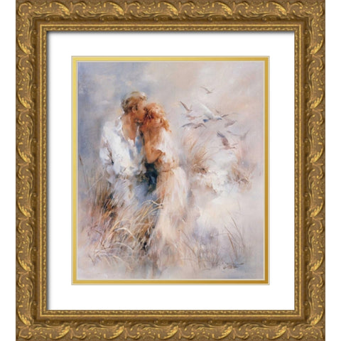 Close Harmony Gold Ornate Wood Framed Art Print with Double Matting by Haenraets, Willem