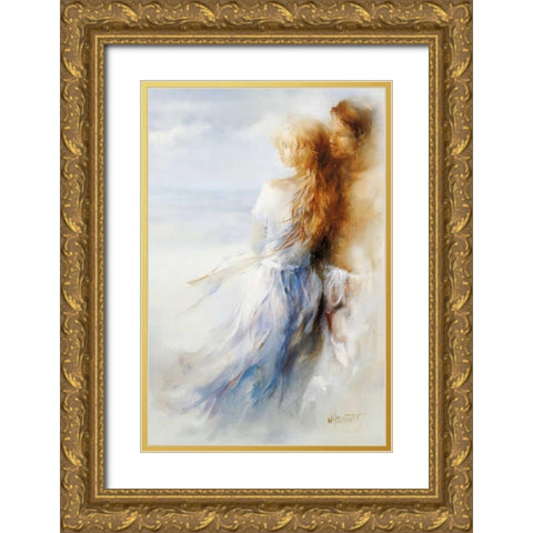 Together Gold Ornate Wood Framed Art Print with Double Matting by Haenraets, Willem