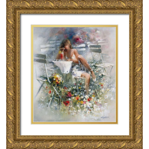 Aperitif Gold Ornate Wood Framed Art Print with Double Matting by Haenraets, Willem