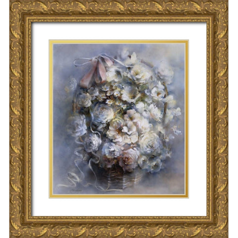 Floral tribute Gold Ornate Wood Framed Art Print with Double Matting by Haenraets, Willem