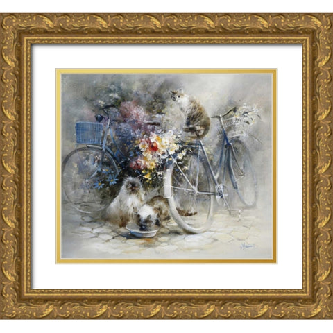 Bicycle race Gold Ornate Wood Framed Art Print with Double Matting by Haenraets, Willem
