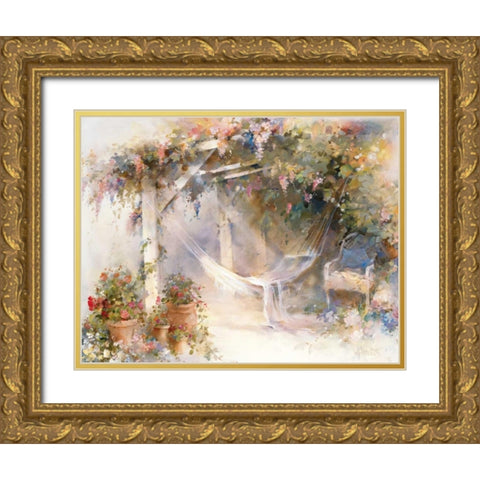 Patio Gold Ornate Wood Framed Art Print with Double Matting by Haenraets, Willem