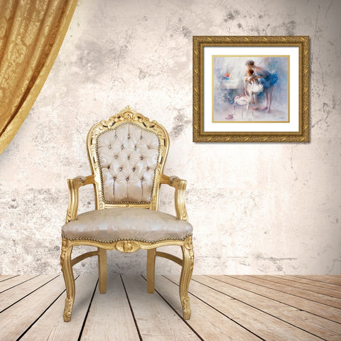 Ballet Gold Ornate Wood Framed Art Print with Double Matting by Haenraets, Willem