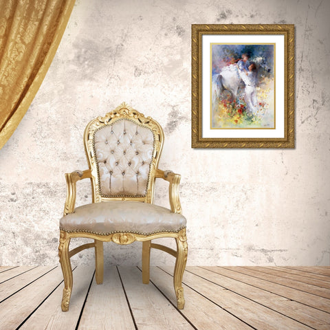 Embraceable you Gold Ornate Wood Framed Art Print with Double Matting by Haenraets, Willem