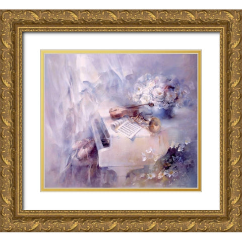 Like a song Gold Ornate Wood Framed Art Print with Double Matting by Haenraets, Willem