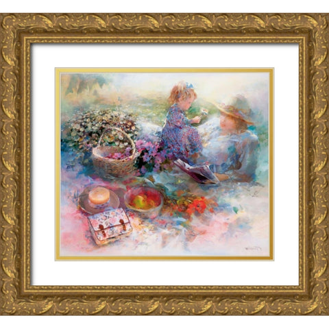 Golden moment Gold Ornate Wood Framed Art Print with Double Matting by Haenraets, Willem