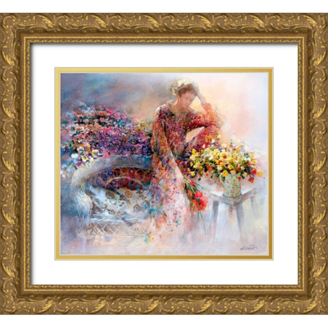 Thinking of you Gold Ornate Wood Framed Art Print with Double Matting by Haenraets, Willem