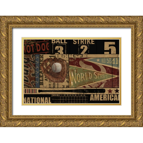 VINTAGE BALL PARK Gold Ornate Wood Framed Art Print with Double Matting by Yang, Eric