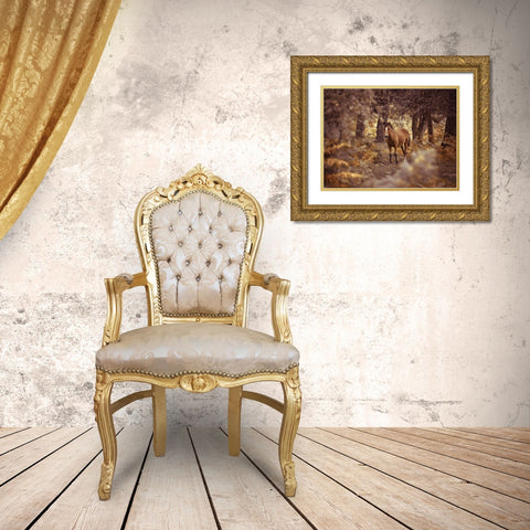 Wild Horse-New Forest Gold Ornate Wood Framed Art Print with Double Matting by Frank, Assaf