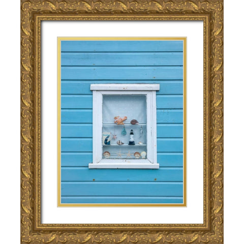 Beach hut close-up against sky Gold Ornate Wood Framed Art Print with Double Matting by Frank, Assaf