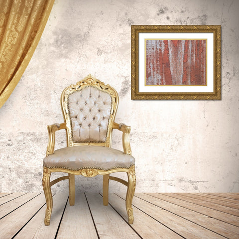 Paint on old door surface Gold Ornate Wood Framed Art Print with Double Matting by Frank, Assaf
