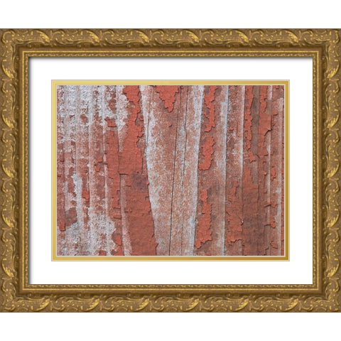 Paint on old door surface Gold Ornate Wood Framed Art Print with Double Matting by Frank, Assaf