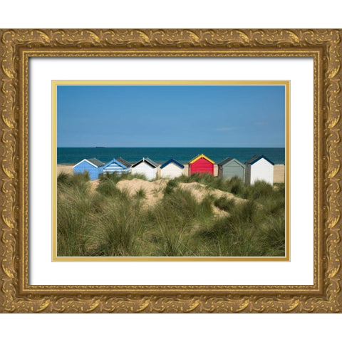 Boat in front of a fishing hut Gold Ornate Wood Framed Art Print with Double Matting by Frank, Assaf