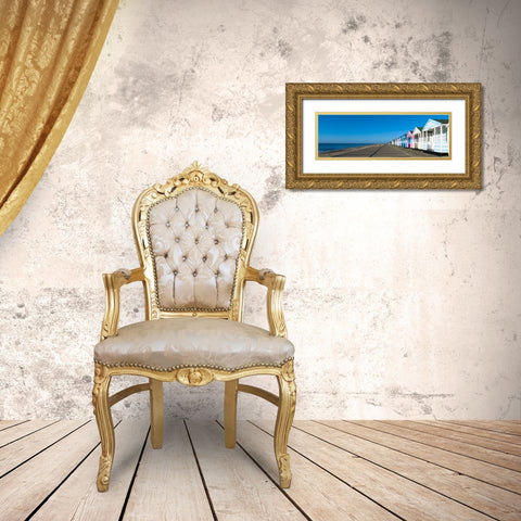 Beach huts in a row against blue skies Gold Ornate Wood Framed Art Print with Double Matting by Frank, Assaf