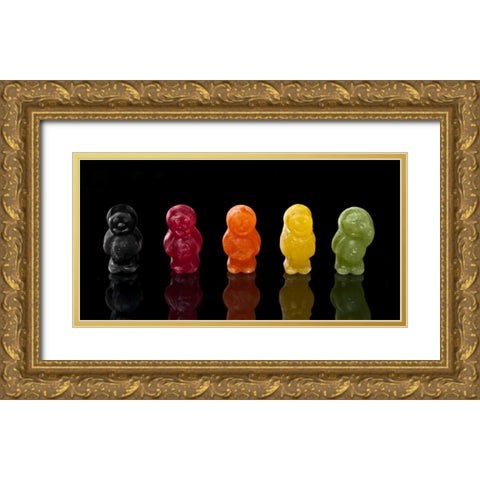 Jelly babies sweets in a row Gold Ornate Wood Framed Art Print with Double Matting by Frank, Assaf