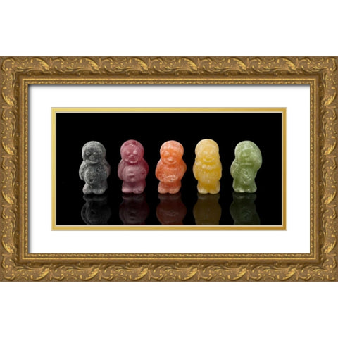 Jelly babies sweets in a row Gold Ornate Wood Framed Art Print with Double Matting by Frank, Assaf
