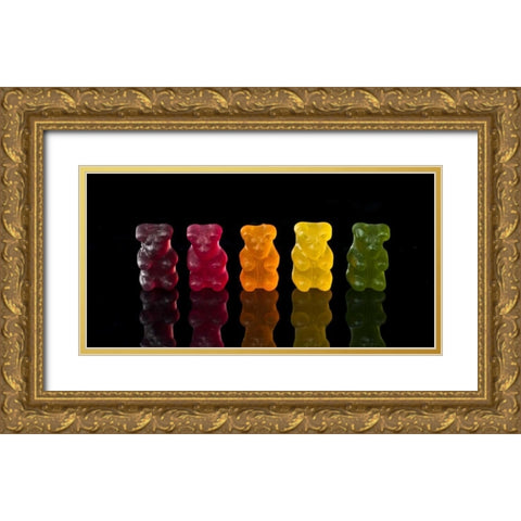 Gummy bears sweets in a row Gold Ornate Wood Framed Art Print with Double Matting by Frank, Assaf