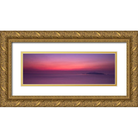 Sunset over the sea Gold Ornate Wood Framed Art Print with Double Matting by Frank, Assaf