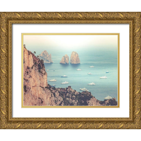 Faraglioni Cliffs-Capri,Italy Gold Ornate Wood Framed Art Print with Double Matting by Frank, Assaf