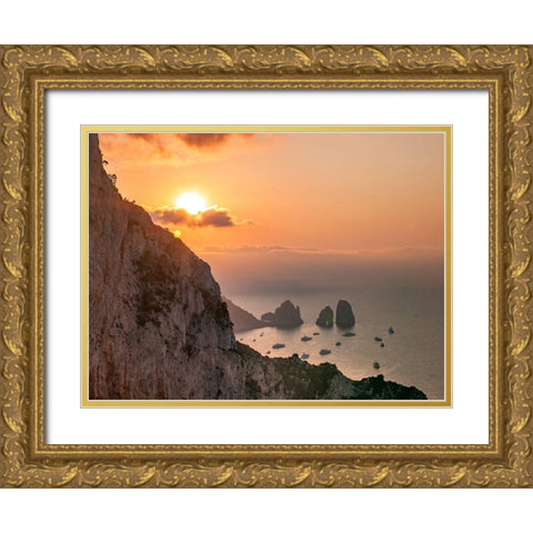 The Faraglioni Cliffs-Capri-Italy Gold Ornate Wood Framed Art Print with Double Matting by Frank, Assaf