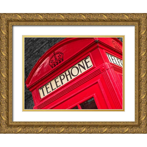 Telephone box close-up Gold Ornate Wood Framed Art Print with Double Matting by Frank, Assaf