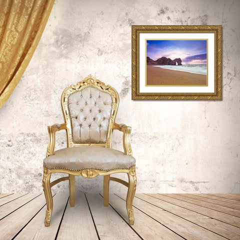 Tranquil beach Gold Ornate Wood Framed Art Print with Double Matting by Frank, Assaf