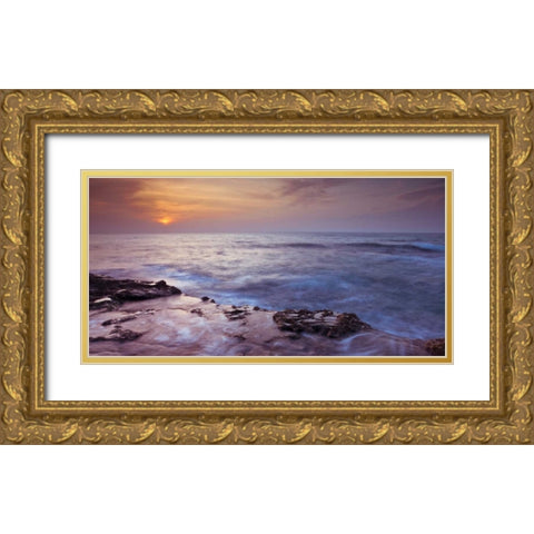 Sunset over Palmachim beach, Israel Gold Ornate Wood Framed Art Print with Double Matting by Frank, Assaf