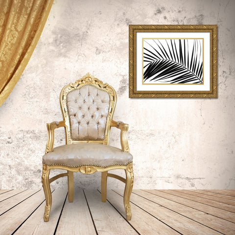 Palm tree leaf on white background Gold Ornate Wood Framed Art Print with Double Matting by Frank, Assaf