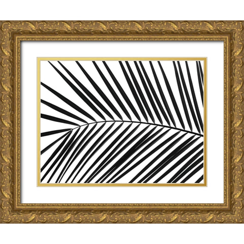 Palm tree leaf Gold Ornate Wood Framed Art Print with Double Matting by Frank, Assaf