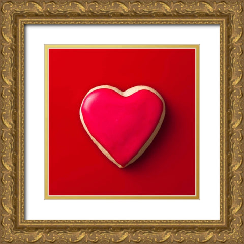 Heart shaped cookies Gold Ornate Wood Framed Art Print with Double Matting by Frank, Assaf