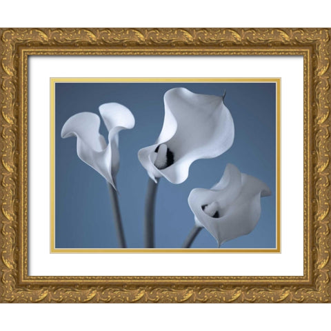 Three Calla Lilies Gold Ornate Wood Framed Art Print with Double Matting by Frank, Assaf