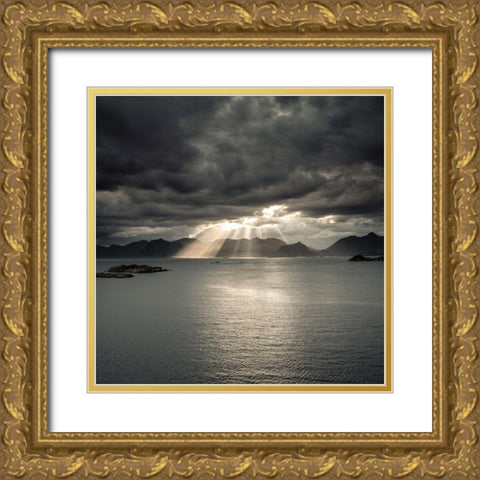Sunset of Norwegian fjord-Lofoten-Norway Gold Ornate Wood Framed Art Print with Double Matting by Frank, Assaf