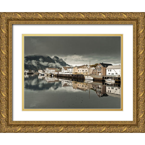 Village in Lofoten-Norway Gold Ornate Wood Framed Art Print with Double Matting by Frank, Assaf