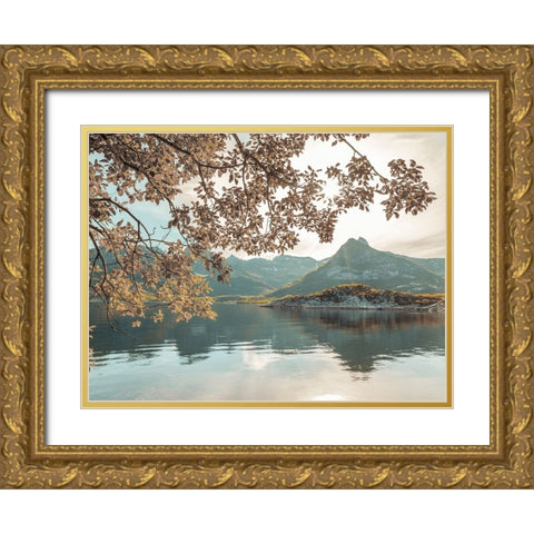 Norwegian fjord, Lofoten, Norway Gold Ornate Wood Framed Art Print with Double Matting by Frank, Assaf