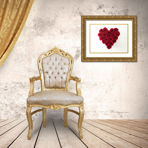Rose flowers in heart shape Gold Ornate Wood Framed Art Print with Double Matting by Frank, Assaf