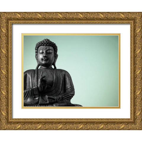 Buddha sculpture Gold Ornate Wood Framed Art Print with Double Matting by Frank, Assaf
