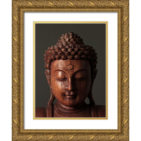 Buddha sculpture face Gold Ornate Wood Framed Art Print with Double Matting by Frank, Assaf