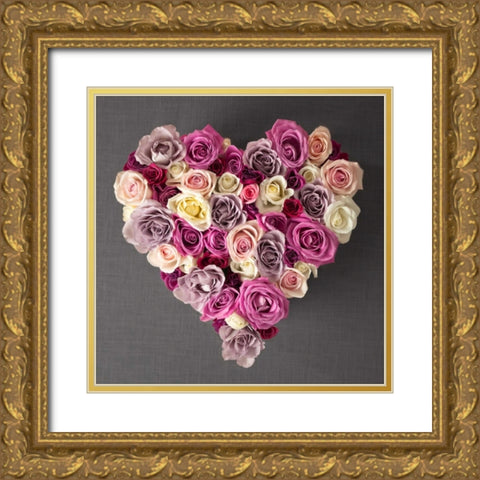 Rose Heart Gold Ornate Wood Framed Art Print with Double Matting by Frank, Assaf
